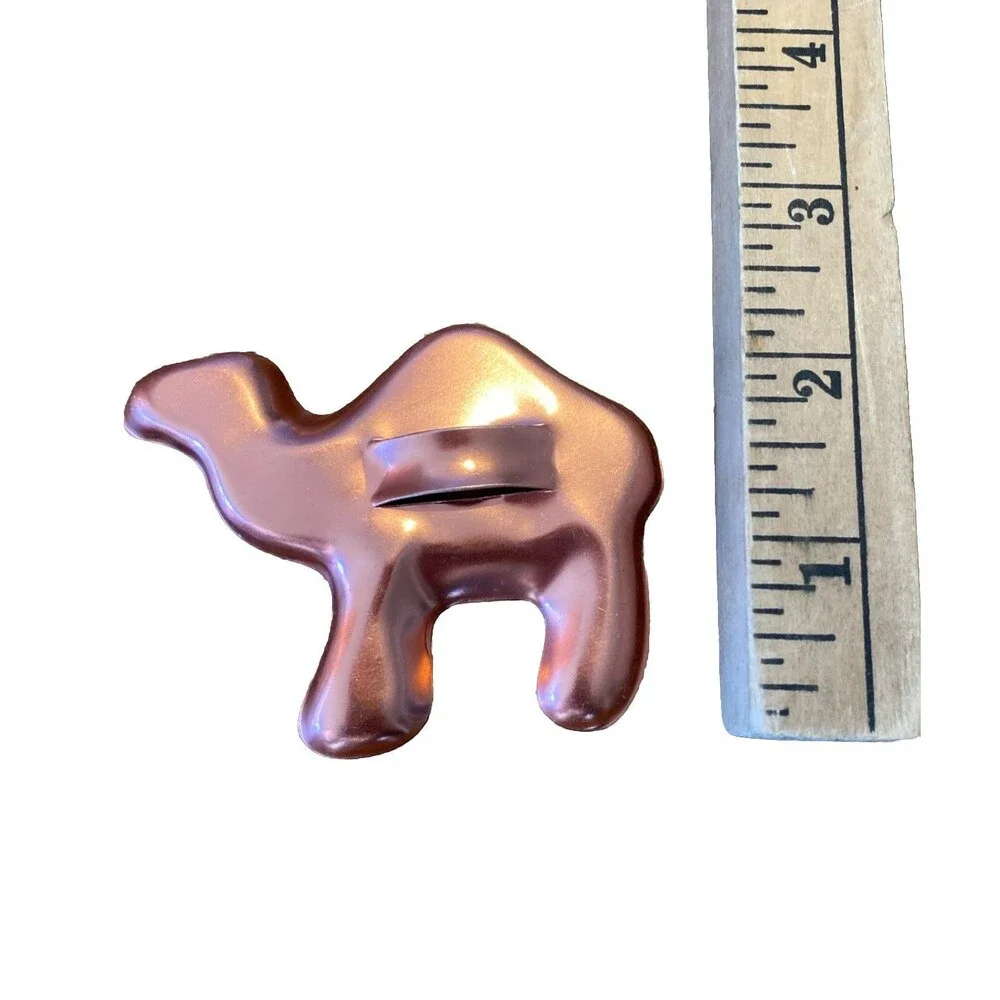 5 Copper Color Cookie Cutters W/ Handle Christmas Camel Angel Deer Snowman Lot